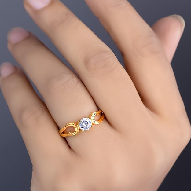 BEEZAL 14KT Cocktail Gold Rings with CZ Diamond