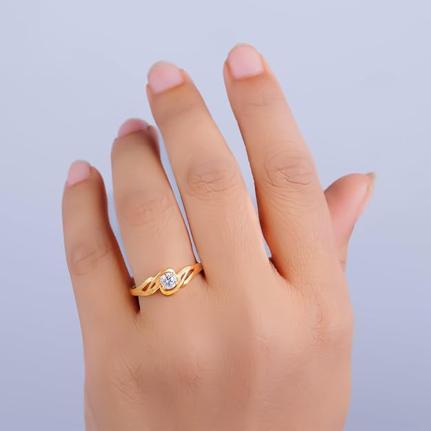 BEEZAL 14KT Cocktail Gold Rings with CZ Diamond