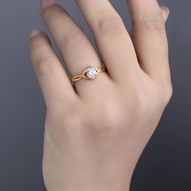 BEEZAL 14KT Cocktail Gold Rings with CZ Diamond