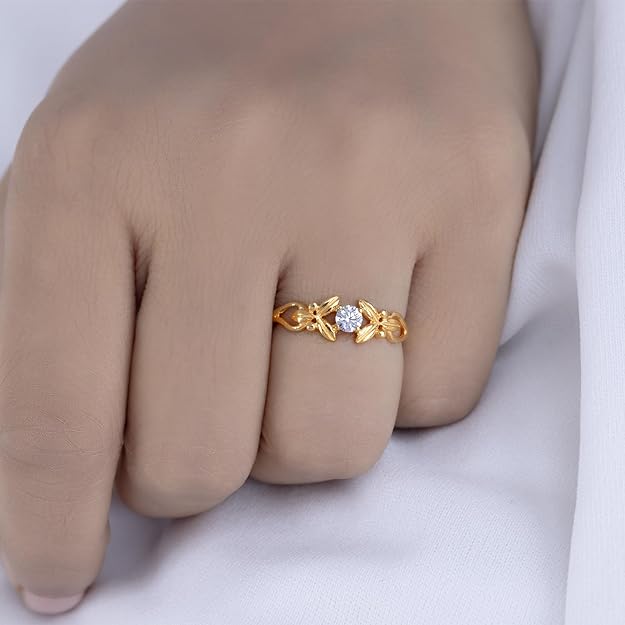 BEEZAL 14KT Pure Gold Jewellery Ring (585) with CZ Diamond | BIS Certified Jewellery