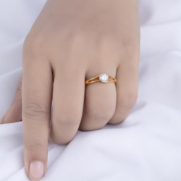 BEEZAL 14KT Cocktail Gold Rings with CZ Diamond