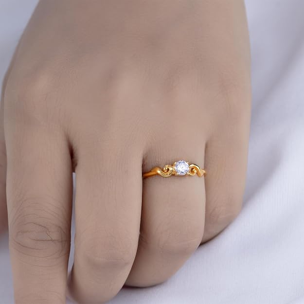 BEEZAL 14KT Stackable Gold Rings with CZ Diamond