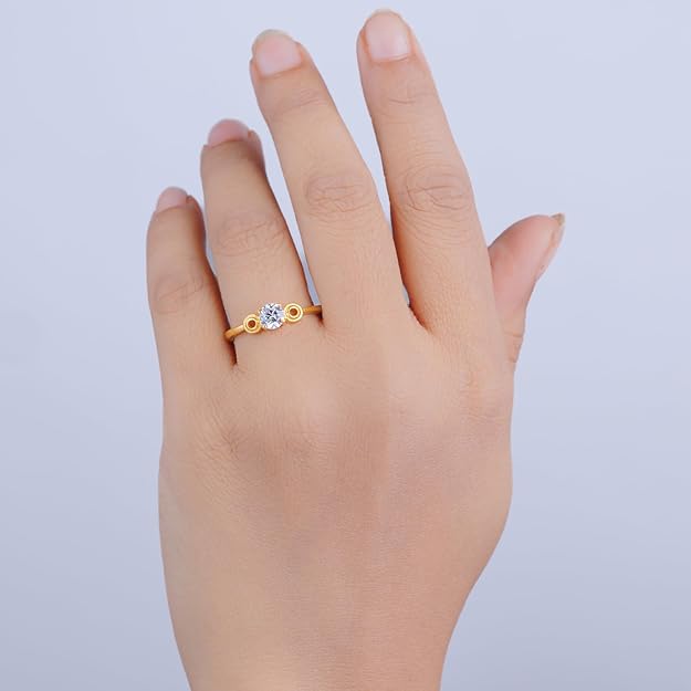 BEEZAL 14KT Elegant Gold Rings with CZ Diamond for Women