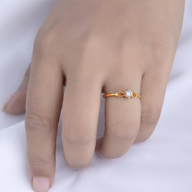 BEEZAL 14KT Stackable Gold Rings with CZ Diamond