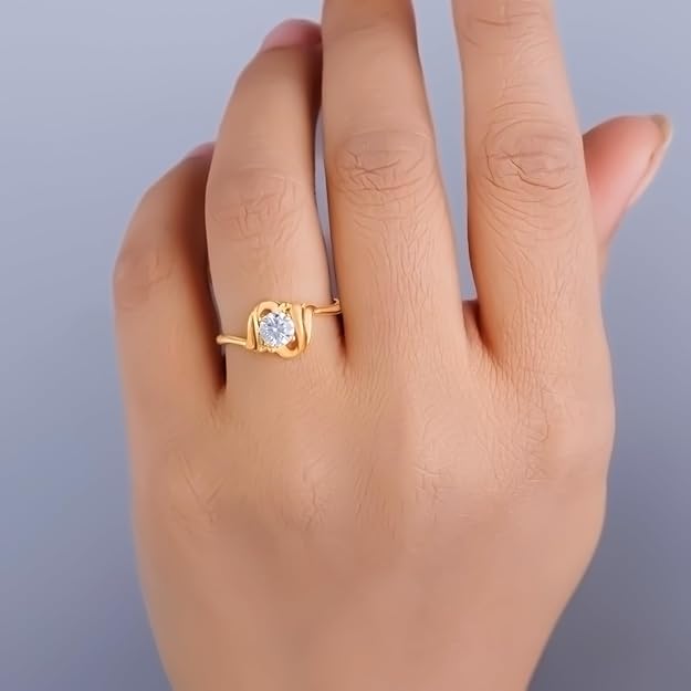 BEEZAL 14KT Cocktail Gold Rings with CZ Diamond