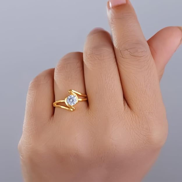 BEEZAL 14KT Cocktail Gold Rings with CZ Diamond