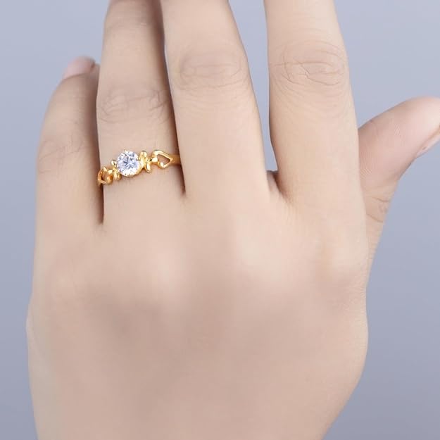 BEEZAL 14KT Elegant Gold Rings with CZ Diamond for Women