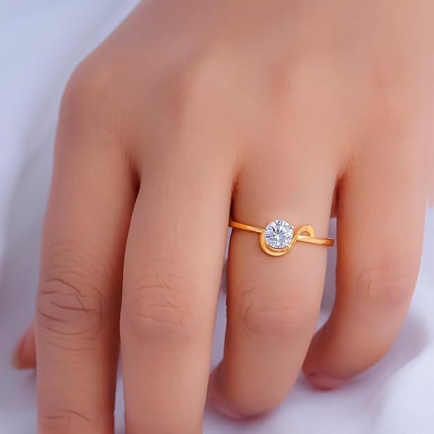 BEEZAL 14KT Elegant Gold Rings with CZ Diamond for Women