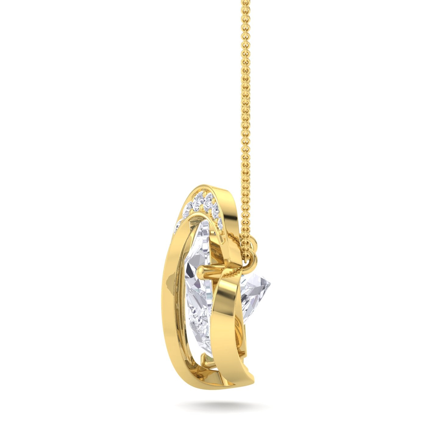 BEEZAL 14KT Real Gold & Diamond Pendant for Women