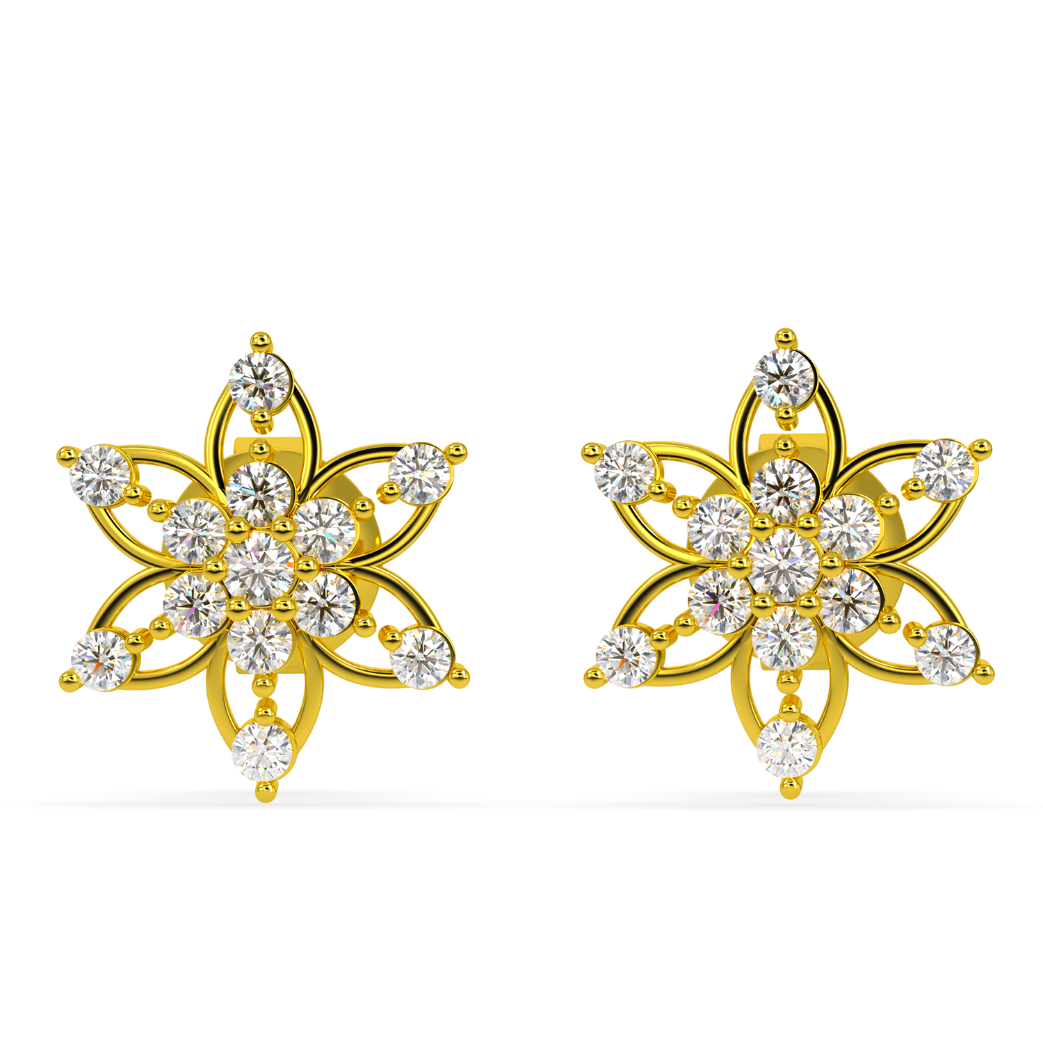 BEEZAL 14KT Real Gold & Diamond Earring for Women | Cubic Zironica