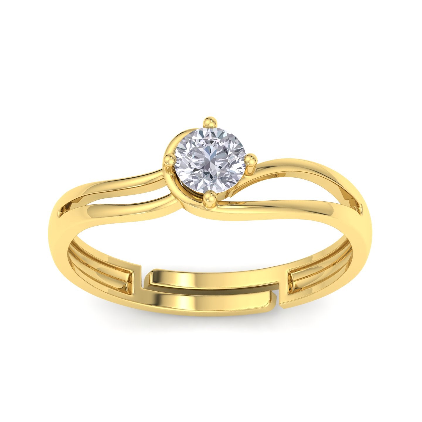 BEEZAL 14KT Cocktail Gold Rings with CZ Diamond