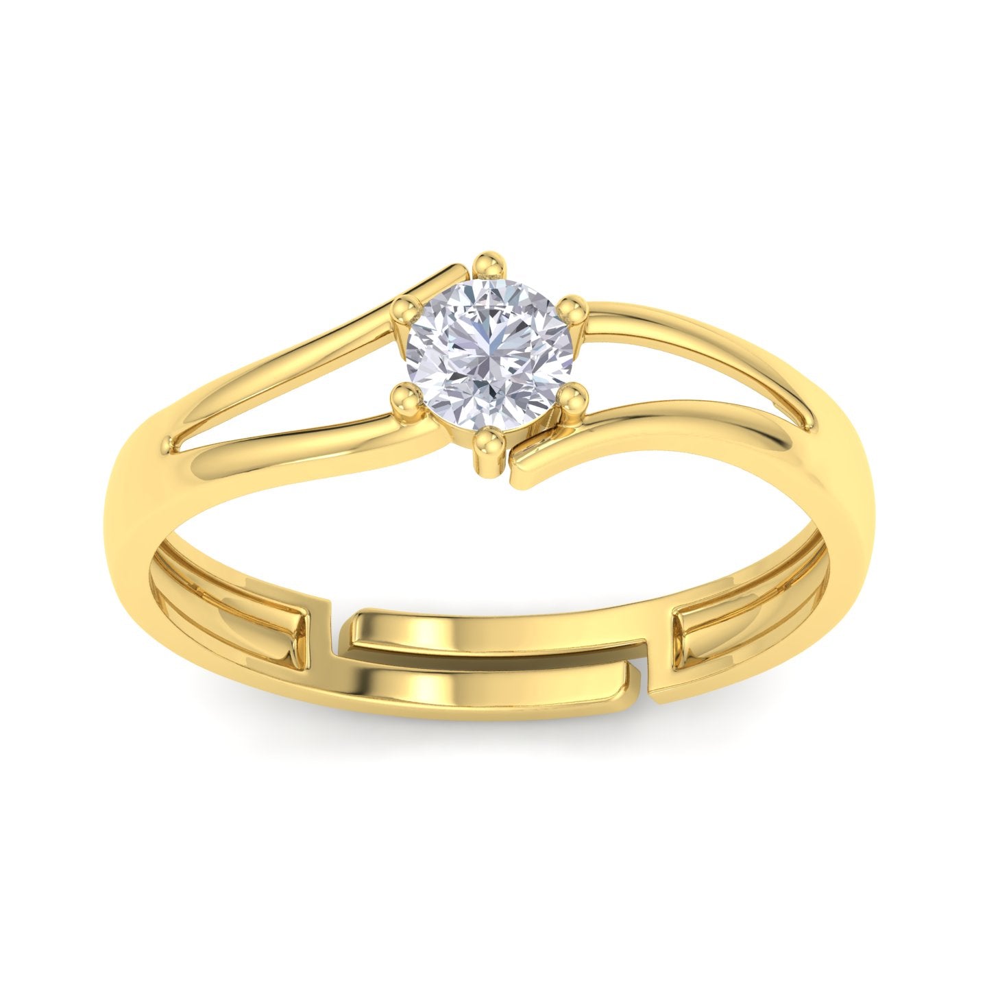 BEEZAL 14KT Cocktail Gold Rings with CZ Diamond