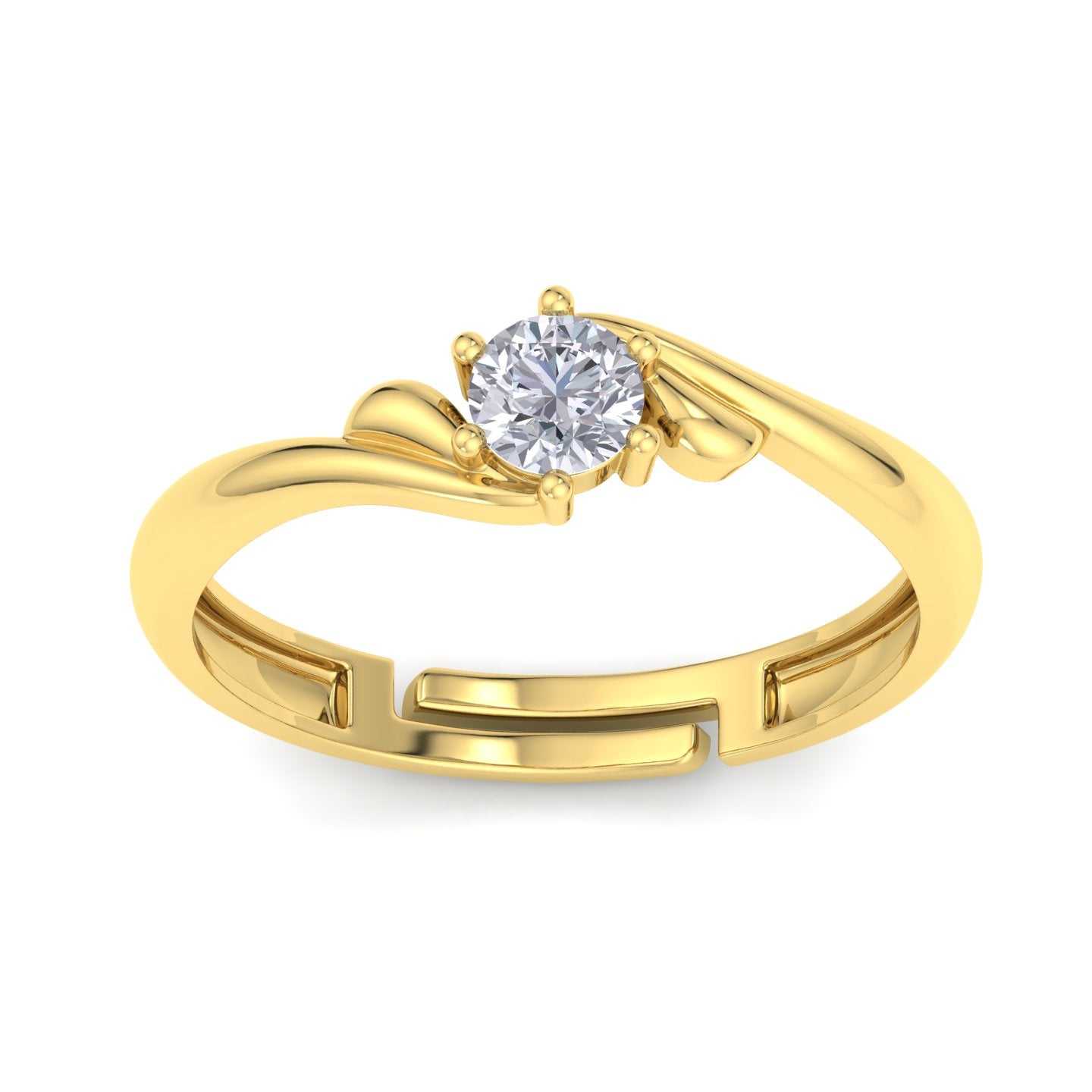 BEEZAL 14KT Stackable Gold Rings with CZ Diamond