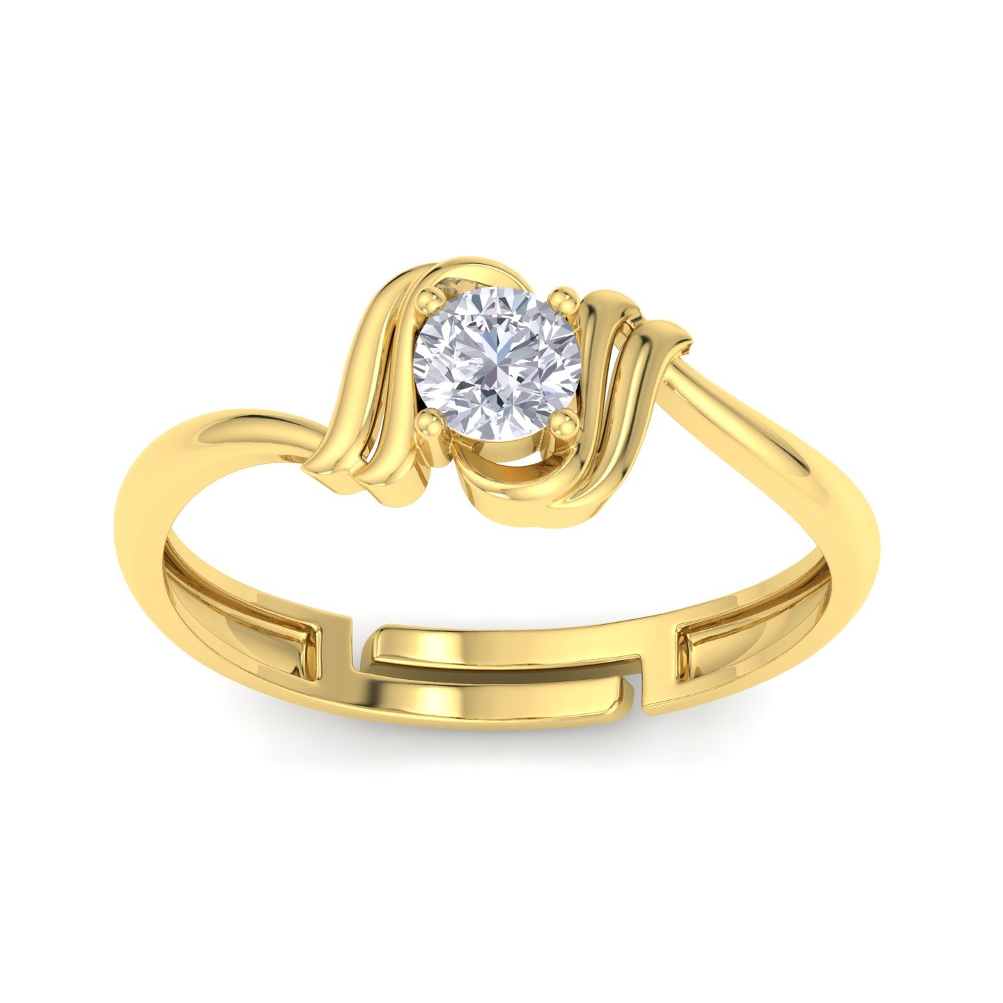 BEEZAL 14KT Cocktail Gold Rings with CZ Diamond