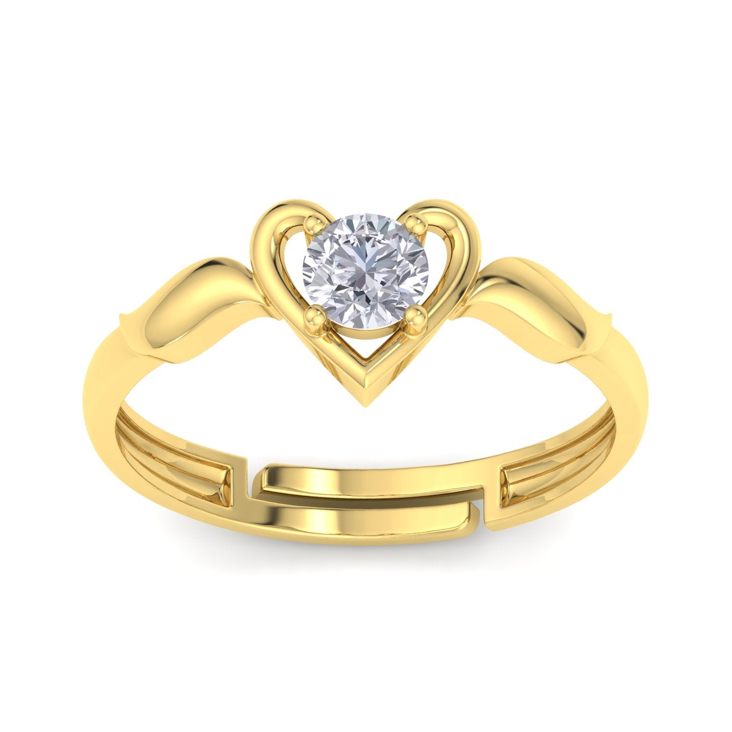 BEEZAL 14KT Heart Gold Rings with CZ Diamond for Women