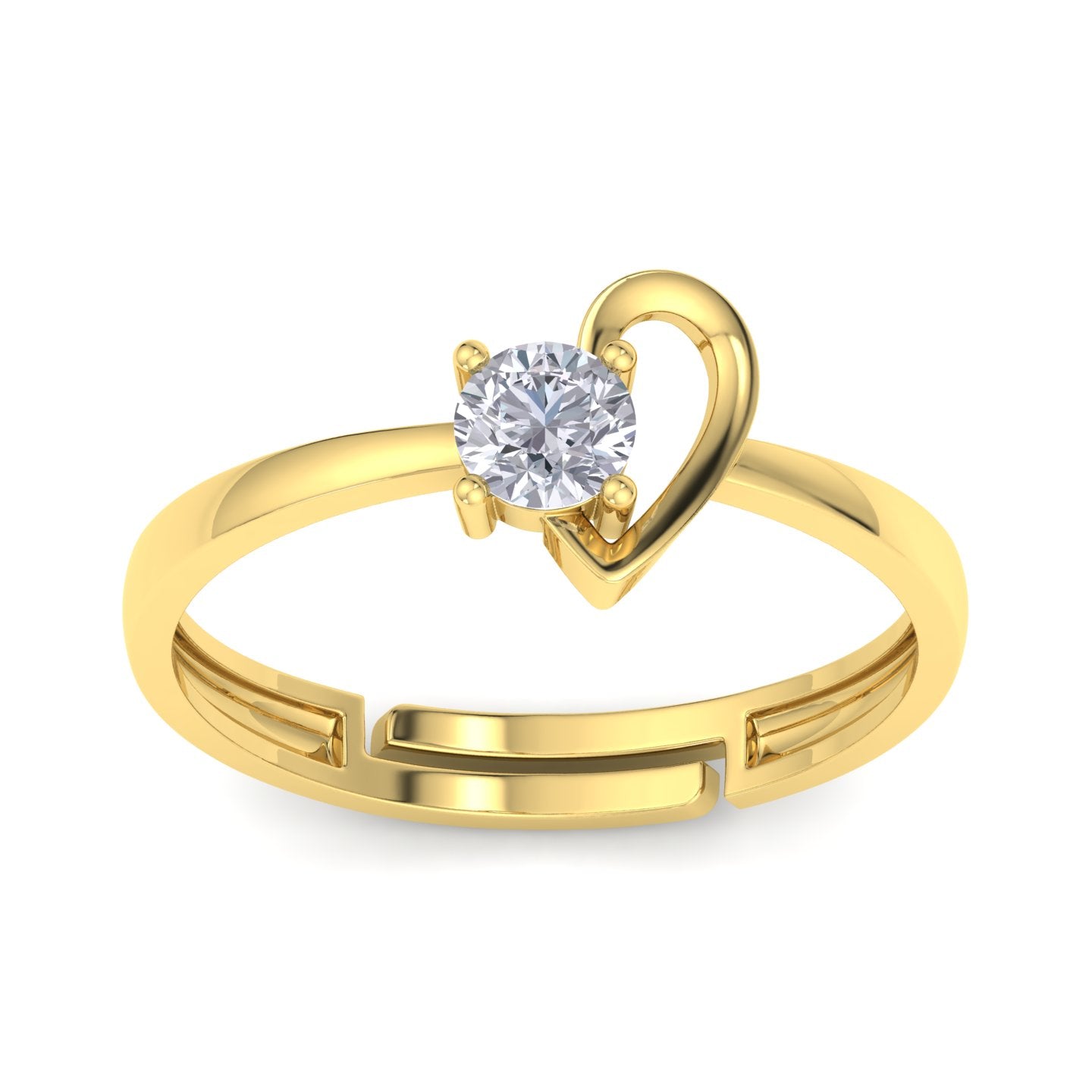 BEEZAL 14KT Heart Gold Rings with CZ Diamond for Women