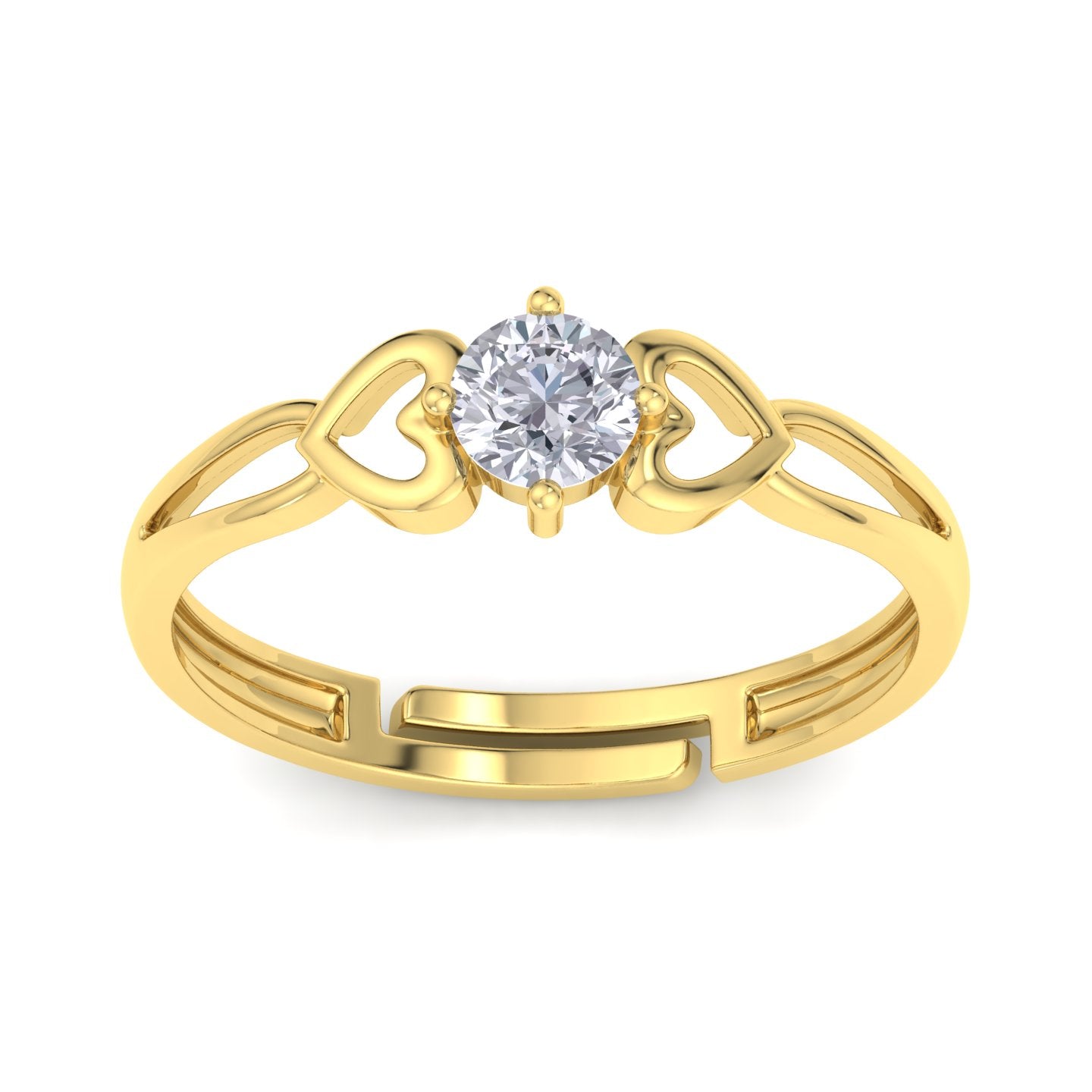 BEEZAL 14KT Heart Gold Rings with CZ Diamond for Women