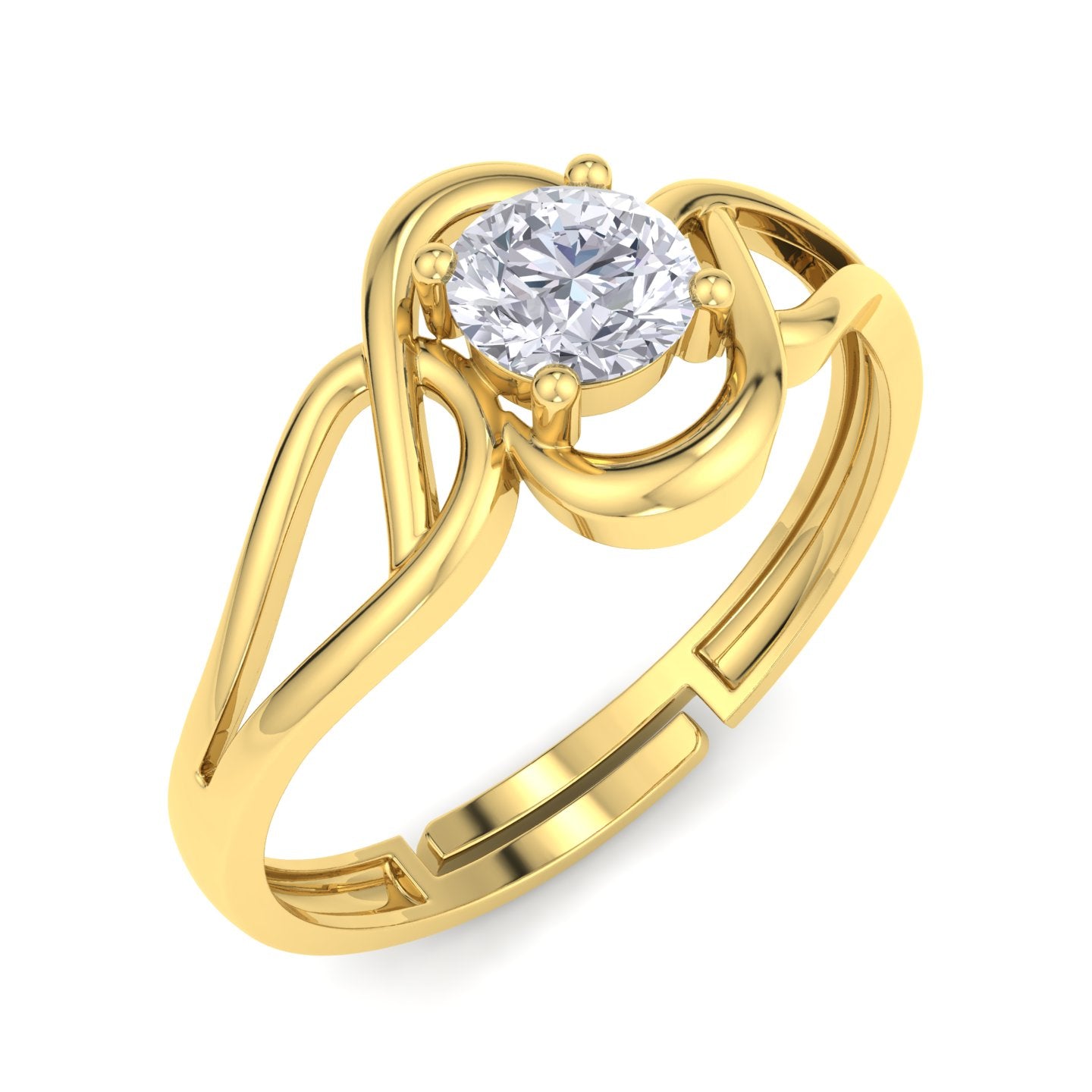 BEEZAL 14KT Cocktail Gold Rings with CZ Diamond