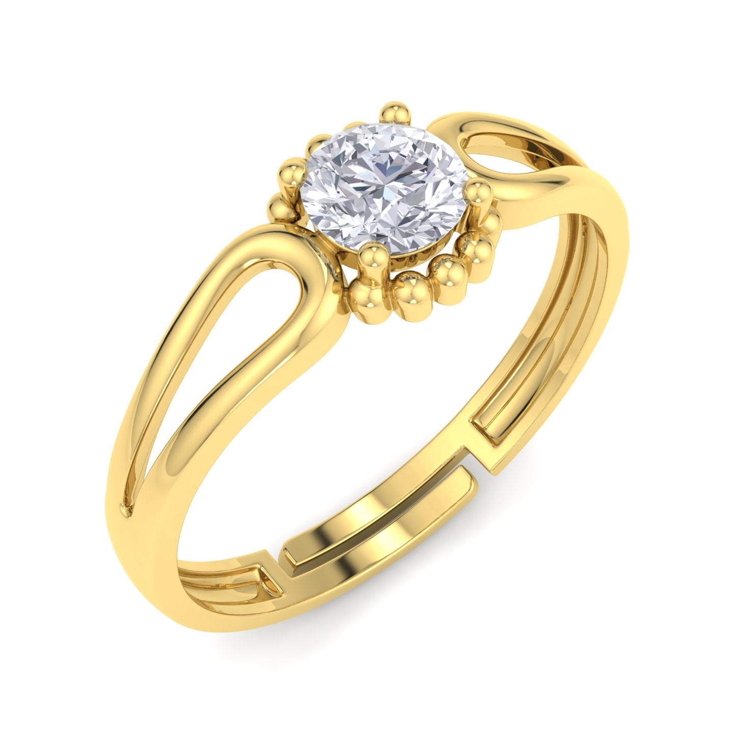 BEEZAL 14KT Cocktail Gold Rings with CZ Diamond