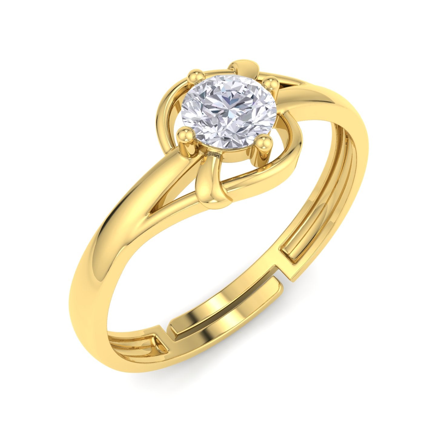 BEEZAL 14KT Stackable Gold Rings with CZ Diamond