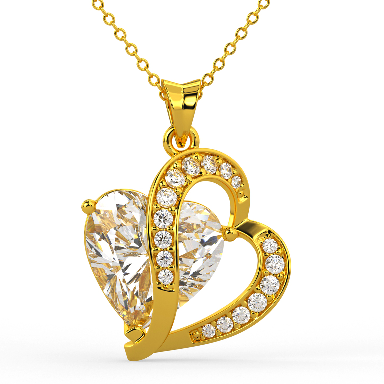 BEEZAL 14KT Real Gold & Diamond Pendant for Women